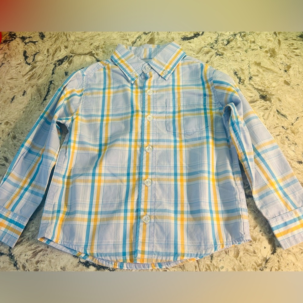 Crown & Ivy Blue and Orange Plaid Dress Shirt